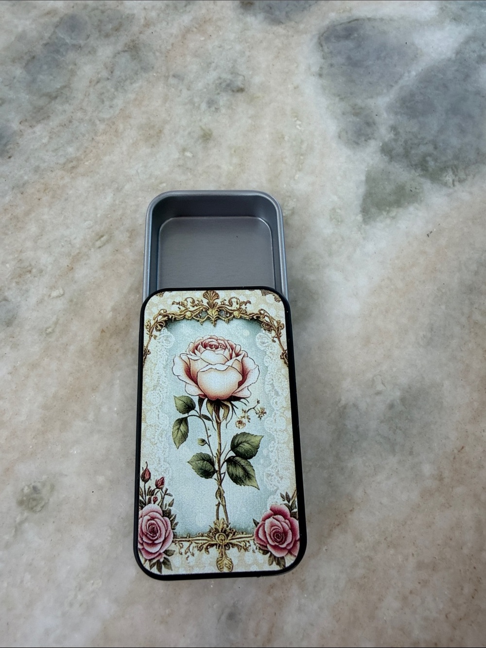 Unique Decorative Floral match or pill Case Cover - Pink Rose